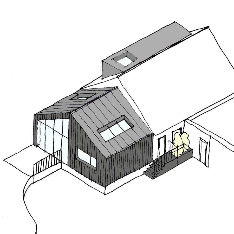 Timber Clad Bungalow Extension & Zinc Roof Dormer